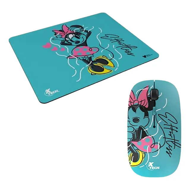 Mouse Inalambrico Y Pad Disney Minnie Mouse Pc Xtech Febo