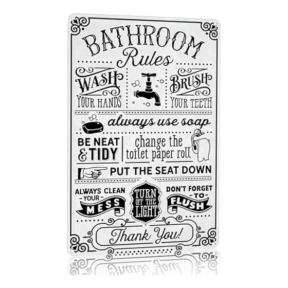 Letrero De Baño Divertido Con Reglas Y Citas Vintage 8x12 Pu