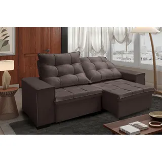 Sofá Retrátil Reclinável Verona Plus 1,50 Velut Hellen Decor Marrom Liso
