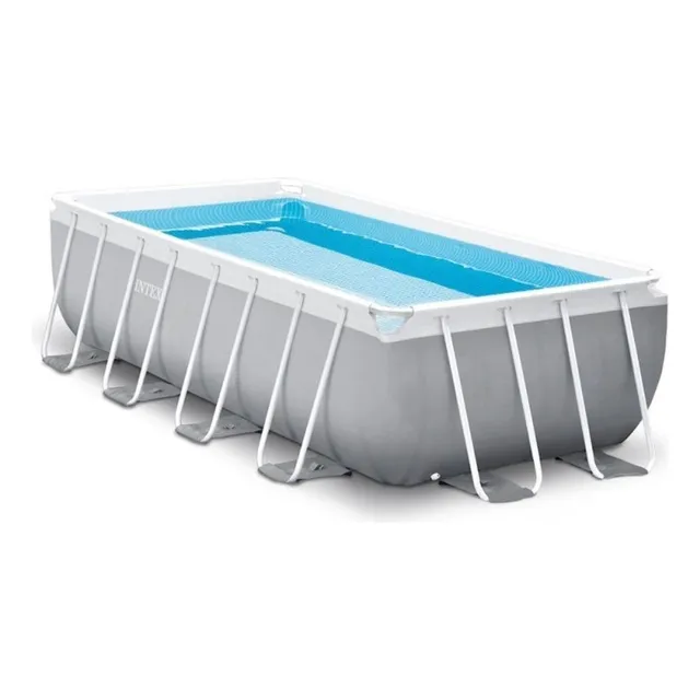 Piscina estructural rectangular Intex 26792 con capacidad de 10874 litros de 4.88m de largo x 2.44m de ancho gris claro diseño mosaico