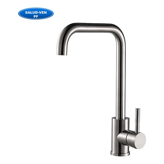 Llave Lavaplatos Acero Inox. Lujo Monomando Cuello Cuadrado