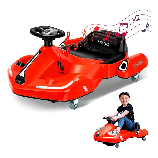 Go Kart Electrico Para Niños Giro 360° Luz Bluetooth Iciqlo Color Rojo