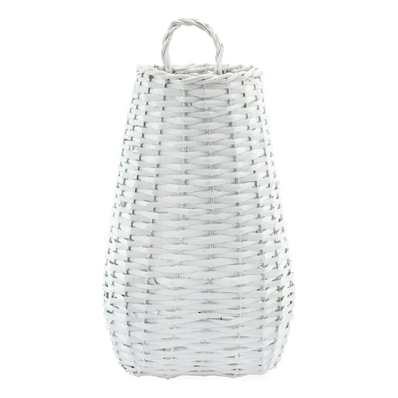 Cesta Bolsillo Para Colgar Pared; Larga Mimbre Tejida 17 X 9