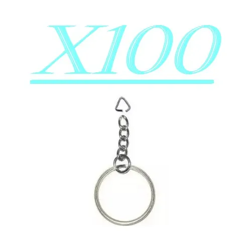 Aro Llavero 2.5cm 25mm Con Cadena Y Triangulo Herraje X100