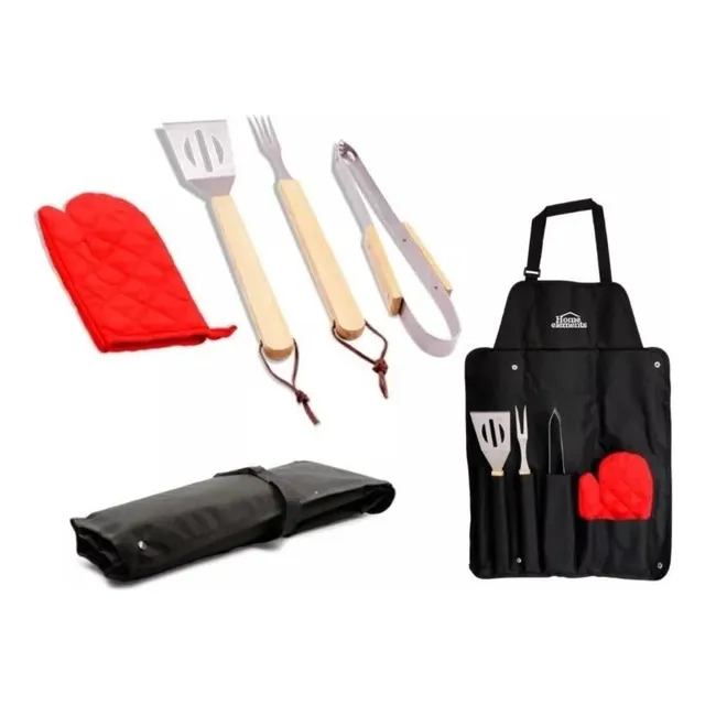 Set Parrillero 5 Piezas Parrilla Asador B B Q