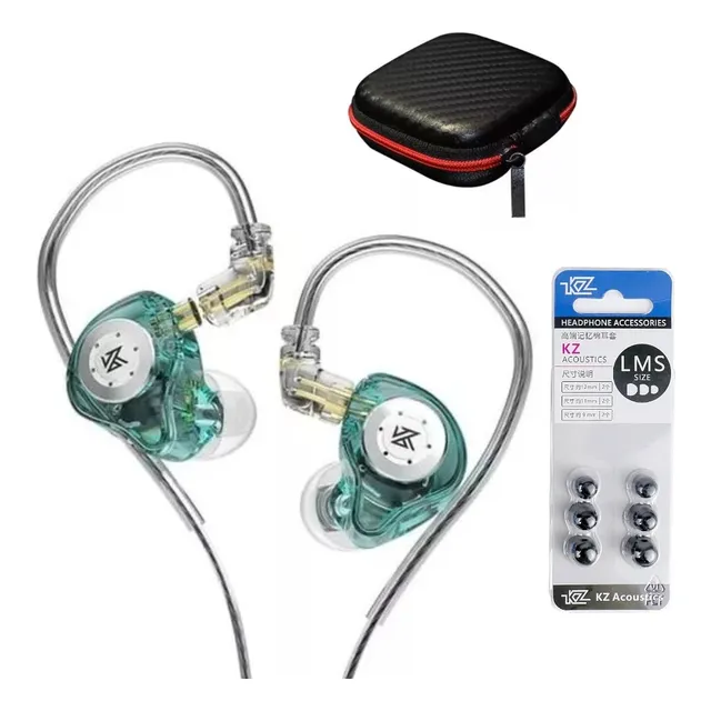 Audifonos Kz Edx Pro Con Mic Verde Cyan + Estuche + Tips