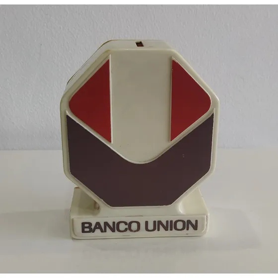 Alcancía Vintage Banco Union, Modelo Logo Union, Usada
