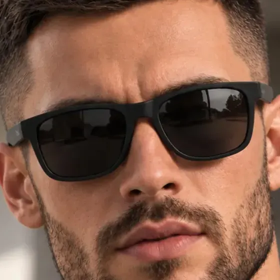 Óculos De Sol Masculino Quadrado com Proteção Premium Uv400 Preto + Case