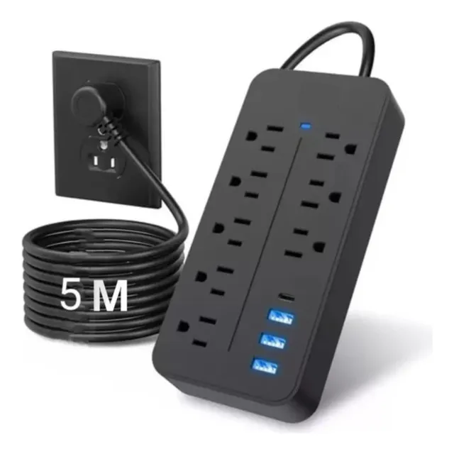 Multitoma 12en1 Regulador Voltaje 1250w Extensión 5 Metros