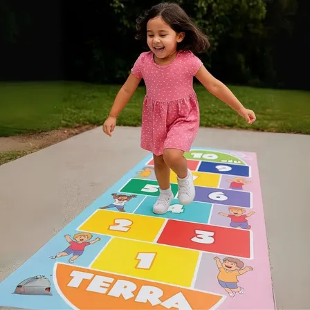 Tapete Amarelinha Infantil Em Lona Grande Lavável
