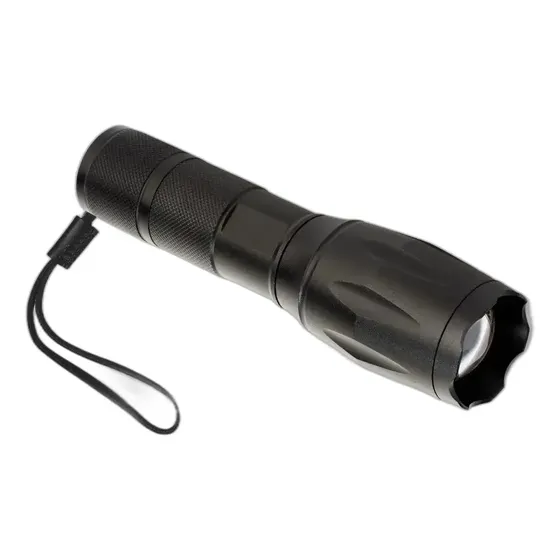 Lanterna Tática Led Lk-x900 Recarregável Zoom Branco Preto
