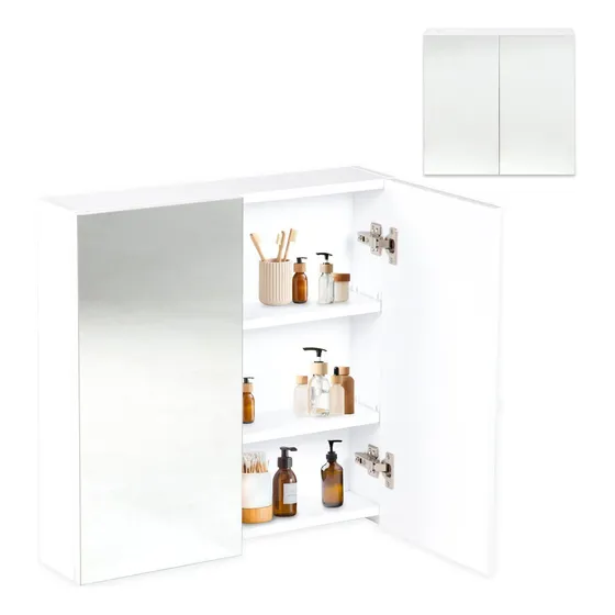 Mueble Organizador Para Baño Botiquín Gabinete Con Espejo 2 Puertas Color Blanco BATH Kingshouse