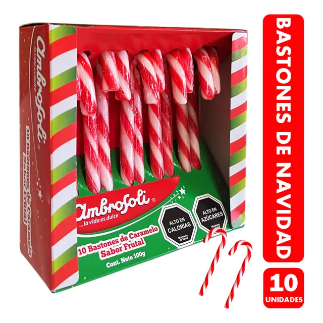 Bastones De Caramelos Ambrosoli (caja Con 10 Unidades)