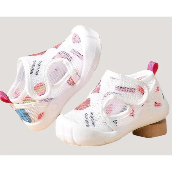 Zapatos Para Bebé Blanco Rosa Transpirables