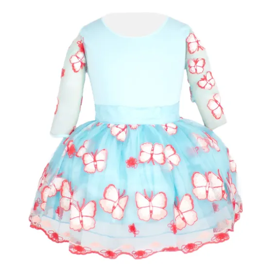 Conjunto Monikerias Niña Tull Turquesa Con Mariposas(2 Pzas)
