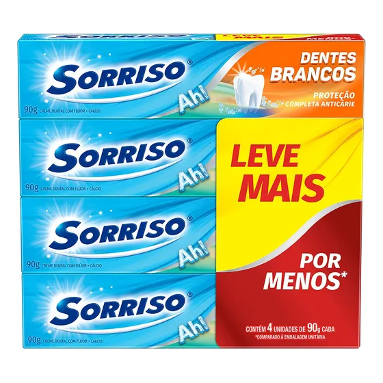 Creme Dental Sorriso Dentes Brancos 4 Unidades 90g
