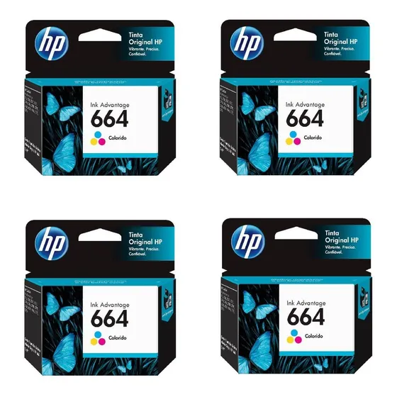 Kit De 4 Cartuchos De Tinta Original Hp 664 Tricolor F6v28al