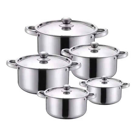 5 Panelas De Aço Inox Com Tampa