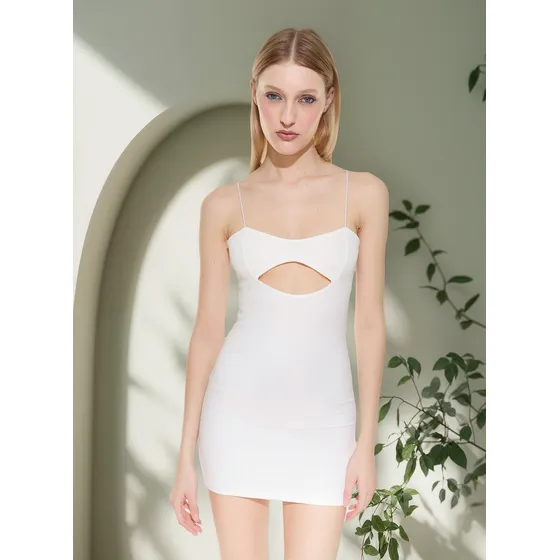 Vestido De Crep Liso Con Bretel De Mujer Marca Bonanza