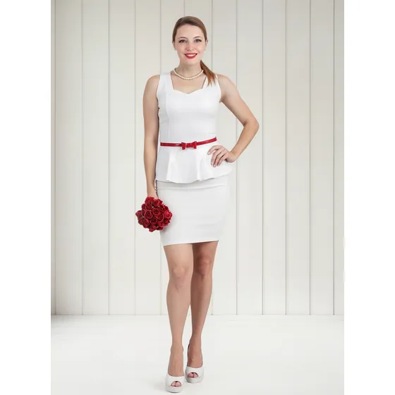 Vestido Novia Lalu Pin Up Blanco Elastizado Elegante Fiesta