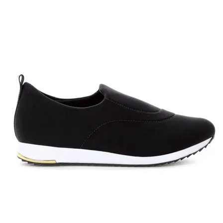 Tênis Usaflex Feminino Slip On Elastano Preto Original Macio