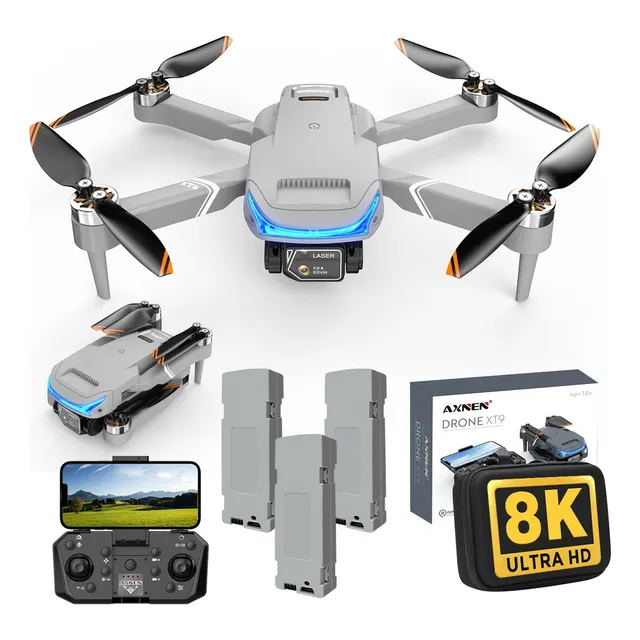 Dron A Control Remoto Axnen Xt9 Con Cámara 8k Hd, 3 Baterías