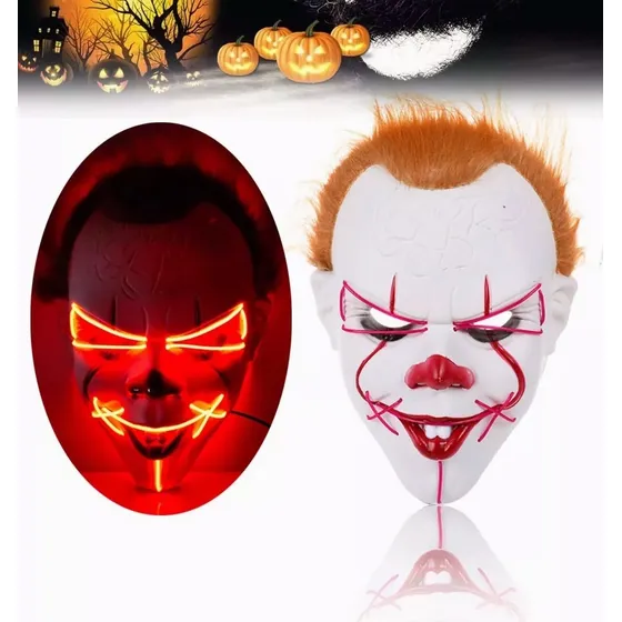 Máscara De Payaso Resplandeciente Halloween, 3 Colores