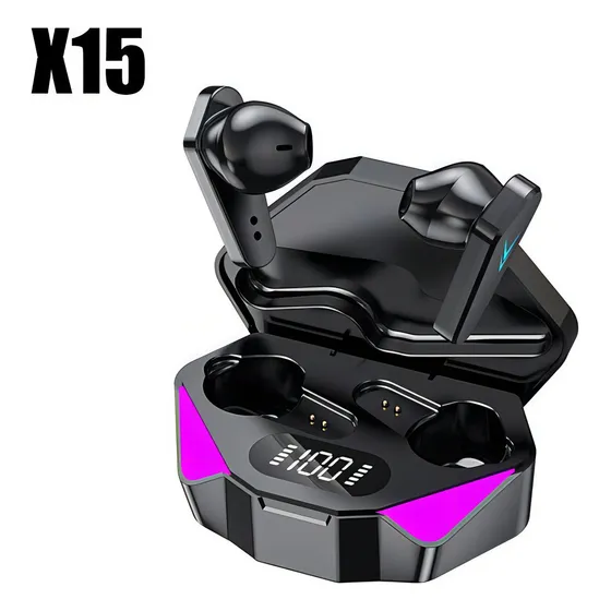 Fones De Ouvido Bluetooth Tws X15 Headset Jogos E-desportivo Cor Preto