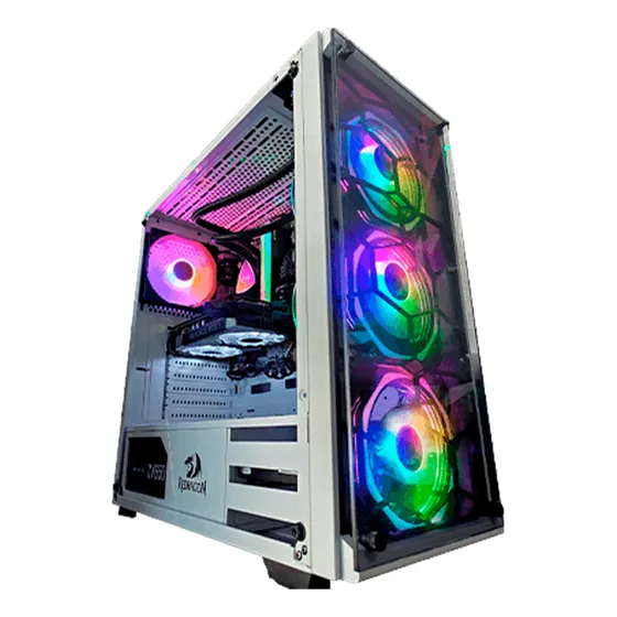 Gabinete Gamer Redragon Wheeljack Blanco Con 3 Fans Rgb