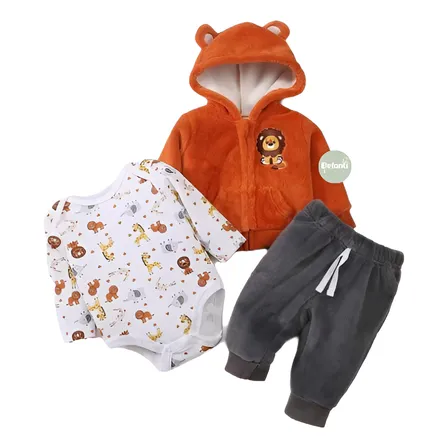 Conjunto Invierno 3p Poleron Orejitas Bebe Niño Niña