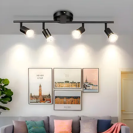 Luminárias Spot No Trilho 4 Spot Para Cozinha Sala Preto 127/220v Preto