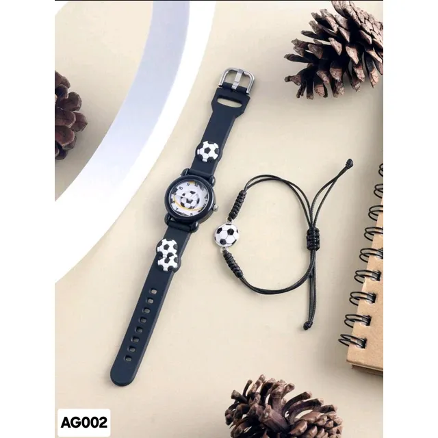 Reloj Redondo Con Patrón Decorativo De Fútbol