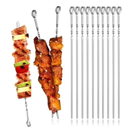 12 Pinchos Para Parrilla Acero Brochetas Palitos Para Asar