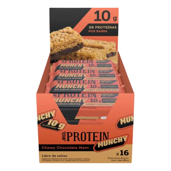 Munchy Bar Chocolate Maní 16 Unidades Wild Protein 