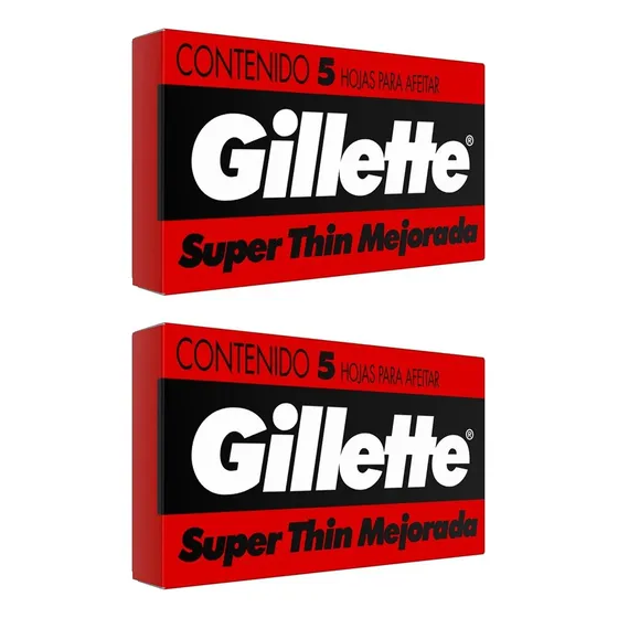Hojas De Afeitar Gillette Super Thin X2 Cajas De 5 Filos