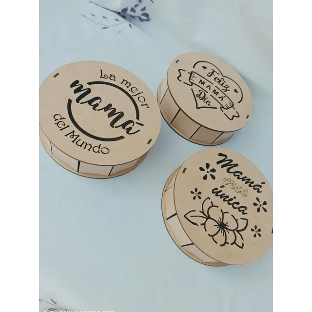 Cajas Souvenir Mdf Redonda Día Especial Mamá Papá