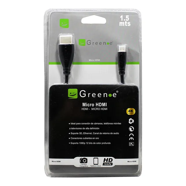 Cable Micro Hdmi - Hdmi 1.5 Metros Green-e
