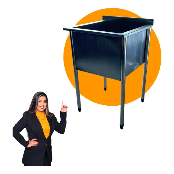 Cuba Tanque Com Pernas Em Inox Industrial 60 X 60 X 90cm