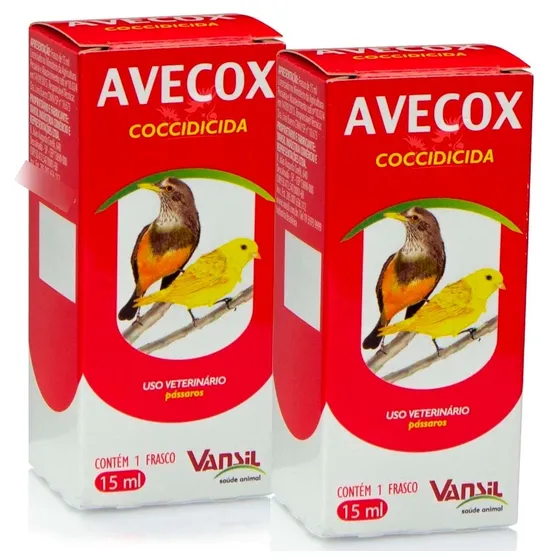 Kit 2 Avecox Coccidicida 15ml Cura Tratamento Peito Seco Ps