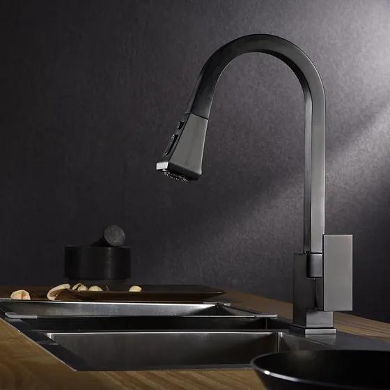 Upbeer Grifo Baño Extraible Negro Fregadero Un Solo Agujero