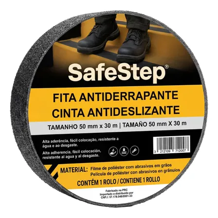 Fita Antiderrapante Safe Step 30 M X 50 Mm Escada, Piso Preto