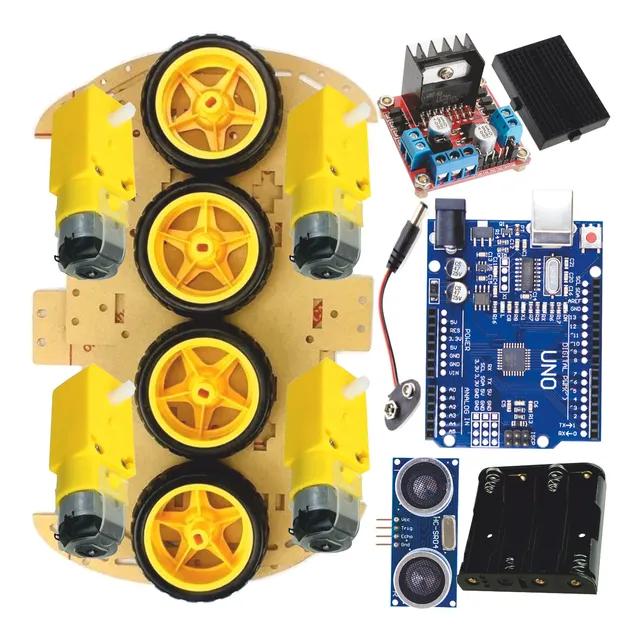 Kit Chassi Duplo 4wd Carro Robô P/ Arduino Educacional Nf-e
