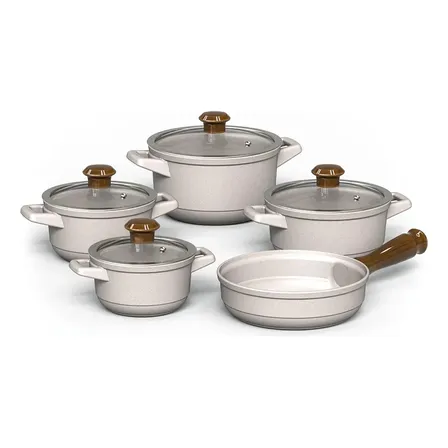 Conjunto Panelas Cerâmica Duo Smart 5 Peças Creme Ceraflame Bege