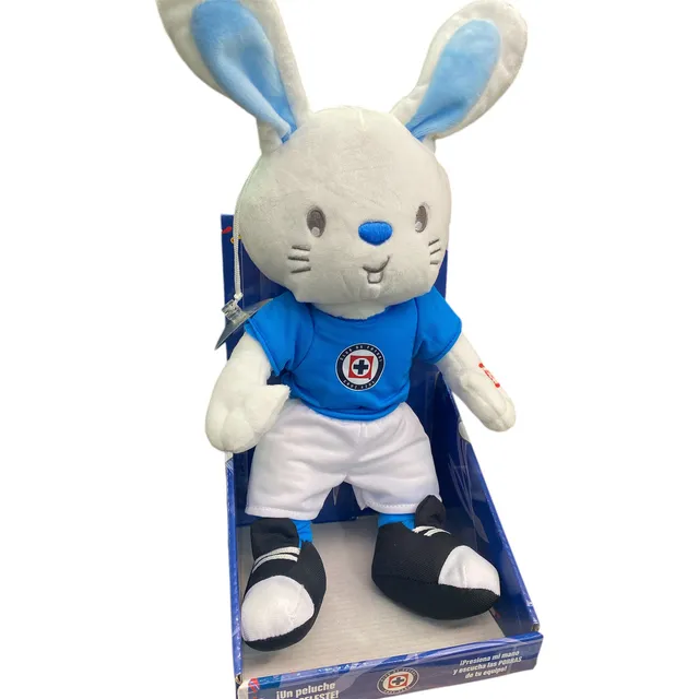 Peluche Conejo Blanco Cruz Azul Mil Alegría Con Sonido