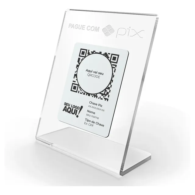 Placa Pix Para Recebimento Qrcode Em Acrílico