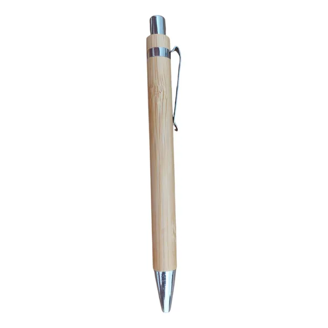 Boligrafo De Madera De Bambu + Plastico Cromado