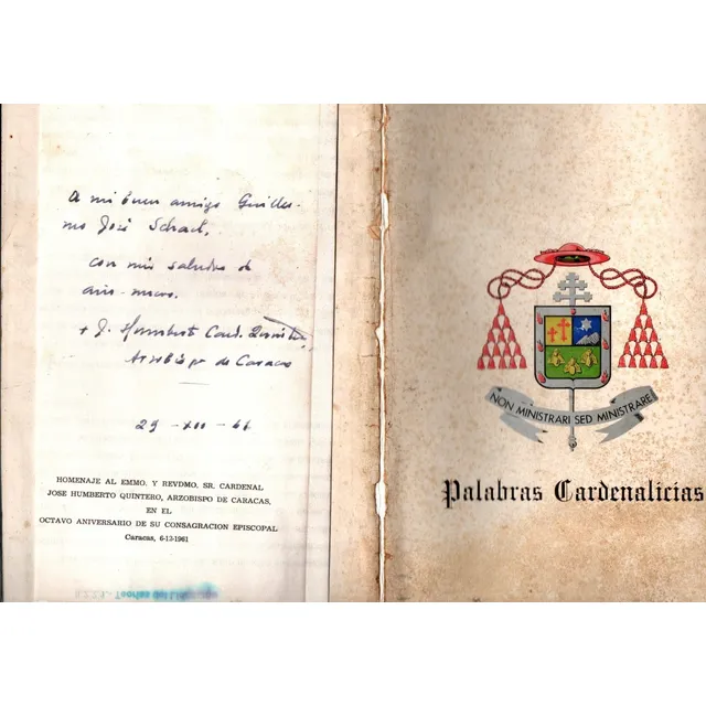  Cardenal Quintero Caracas 1961 Firmado Palabras