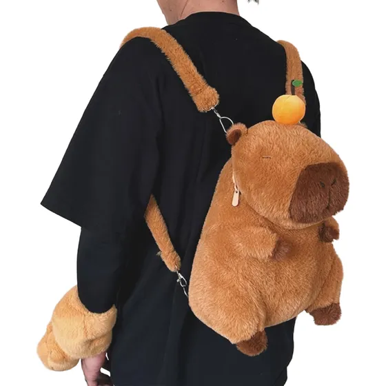 Mochila Peluche De Capybara 35cm Carpincho 2 En 1