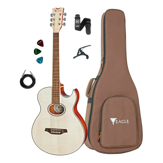 Violao Eletrico Eagle Gl36 Stnb Com Capa + Acessórios Cor Natural Satin Orientação Da Mão Destro