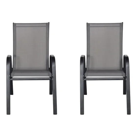 Silla Sillon Jardin Exterior Apilable Textileno Acero X 2 